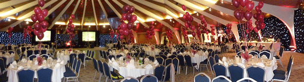 The ballroom ready for the event